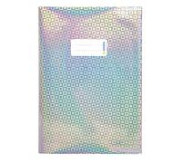 HERMA 19473 - Funda para cuaderno A4, color plateado, con etiqueta de rotulación de polipropileno holográfico resistente y fácil de limpiar, color plateado