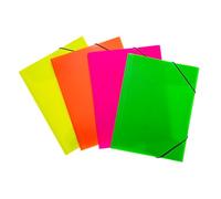 HERMA 19596 Carpeta A4 translúcida neón surtido, 12 unidades, para niños, de plástico con solapas interiores y goma, juego de carpetas de plástico para niños y niñas