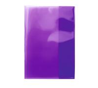 HERMA 19617 Fundas para cuadernos A5, transparentes, violeta, morado, fundas de polipropileno resistente, lavable y extra grueso, juego de fundas transparentes para cuadernos escolares, de colores