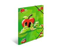 HERMA 19633 - Carpeta archivadora tamaño A3 con diseño de animales de Fritz el gusano, 3 unidades, cartón resistente, con impresión interior completa y banda elástica, carpeta de documentos para