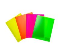 HERMA 19640 - Carpetas A4 translúcidas de neón surtido, 12 unidades, de plástico con etiqueta, bolsillo y lengüeta de metal, juego de carpetas de plástico para la escuela y la oficina