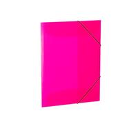 HERMA 19698 Carpeta A3 translúcida rosa neón rosa, 3 unidades, para niños, de plástico con solapas interiores y goma, juego de carpetas de plástico para niños y niñas