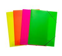 HERMA 19702 Carpeta A3 translúcida neón surtido, 12 unidades, para niños, de plástico con solapas interiores y goma, juego de carpetas de plástico para niños y niñas