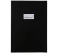 HERMA 19745 - Fundas de cartón para cuaderno, DIN A4, con campo de etiquetado de papel resistente y extrafuerte, juego de 10 protectores de libros de ejercicios para libros escolares, color negro