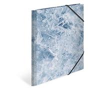 HERMA 19773 Carpeta A4 Natur Eis, carpeta de cartón con cierre de esquinas para niños, con acabado táctil, impresión interior y goma elástica, carpeta estable de cartón para niños y niñas