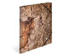 HERMA 19790 Carpeta A3 de madera natural, 3 unidades, para niños, de cartón con acabado táctil, impresión interior y goma elástica, juego de carpetas de cartón para niños y niñas