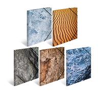 HERMA 19829 Carpeta A3 Naturaleza, surtido de 10 unidades, para niños, de cartón con acabado táctil, impresión interior y goma elástica, juego de carpetas de cartón para niños y niñas