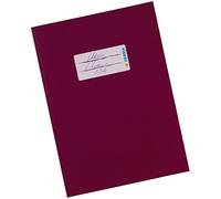 HERMA 19854 - Sobre para cuaderno A5 de cartón rojo vino, funda con campo de rotulación de papel estable y extra fuerte, protector para cuadernos escolares, de colores