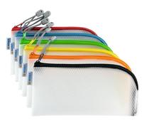 HERMA 20001 Bolso de cosméticos con cremallera, paquete de 10, transparente (23 x 11 cm) neceser pequeño para teléfono móvil, cable de carga, líquidos, bolígrafos, llaves, colores surtidos