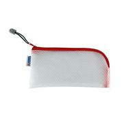 HERMA 20002 Bolso de cosméticos con cremallera, transparente (23 x 11 cm) neceser pequeño para teléfono móvil, cable de carga, líquidos, bolígrafos, llaves, estuche de viaje con cremallera en rojo
