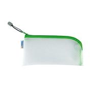HERMA 20004 Bolso de cosméticos con cremallera, transparente (23 x 11 cm) neceser pequeño para teléfono móvil, cable de carga, líquidos, bolígrafos, llaves, estuche de viaje con cremallera en verde