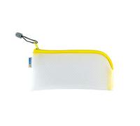 HERMA 20005 Bolso de cosméticos con cremallera, transparente (23 x 11 cm) neceser pequeño para teléfono móvil, cable de carga, líquidos, bolígrafos, llaves, estuche de viaje con cremallera en amarillo