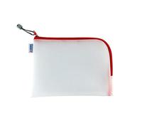 HERMA 20008 Bolso de tocador con cremallera A5, transparente (26 x 20 cm) estuche pequeño de viaje con cremallera para cosméticos, líquidos, maquillaje, cepillo de dientes, neceser en rojo