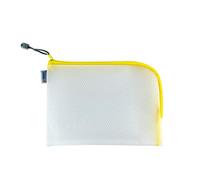 HERMA 20011 Bolso de tocador con cremallera A5, transparente (26 x 20 cm) estuche pequeño de viaje con cremallera para cosméticos, líquidos, maquillaje, cepillo de dientes, neceser en amarillo