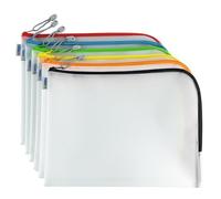 HERMA 20013 Bolsa de documentos con cremallera A4, paquete de 10, transparente (36 x 28 cm) bolsillo grande que se puede cerrar para computadora portátil, tableta, libros, papeles, colores surtidos
