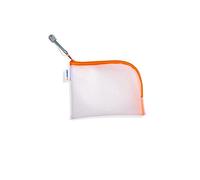 Herma 20028 Bolsillo con Cremallera A6 Transparente Naranja pequeño Bolsillo con Cremallera Bolsa de Aseo para teléfono móvil, Cable de Carga, cosméticos, bolígrafos, Llaves
