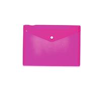 HERMA 20058 - Portadocumentos A5, color rosa transparente, con cierre de presión, sobre de plástico para escuela, universidad, oficina, viajes