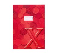 HERMA 20083 - Sobre para cuaderno A4 de cartón rojo, con campo de rotulación de papel estable y extra fuerte, protector de cuaderno con diseño hexagonal para cuadernos escolares, de colores
