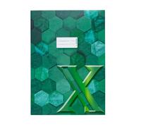 HERMA 20087 - Sobre para cuaderno A4 de cartón verde, 10 unidades, con campo de rotulación de papel estable y extrafuerte, con diseño hexagonal para cuadernos escolares, de colores