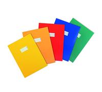 HERMA 20227 Sobres A4 de cartón, surtido de 5 unidades, fundas para cuadernos con campo de rotulación de papel estable y extrafuerte, juego de fundas para cuadernos escolares, de colores