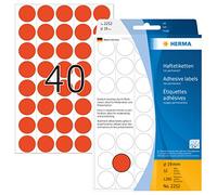 Herma 2252 - Etiquetas multiuso, diámetro 19 mm, redondo, papel mate, papel de soporte perforado, 1280 unidades, color rojo