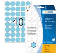 Herma 2253 - Etiquetas multiuso, diámetro 19 mm, redondo, papel mate, papel de soporte perforado, 1280 unidades, color azul