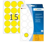 Herma 2271 - Etiquetas multiuso, diámetro 32 mm, redondo, papel mate, 480 unidades, color amarillo