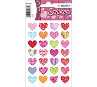 HERMA 3057 Love Love Liebe Sticker "coloridos" Pegatinas autoadhesivas con motivos de amor para San Valentín, bodas, manualidades, scrapbooking o como regalo, 96 pegatinas decorativas