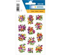 HERMA 3348 Pegatinas Violeta de Papel, Pegatinas de Flores Autoadhesivas con Efecto Brillo para Diario, Calendario y Scrapbooking y Niños, 24 Pegatinas Pequeñas Moradas