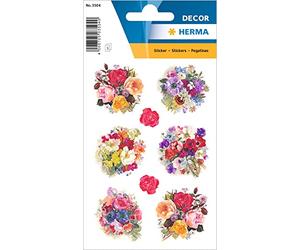 Herma 3504, multicolor Permanent - Adhesivo decorativo - pegatinas decorativas (Multicolor, Permanent, papel, Flower, 3 hojas)