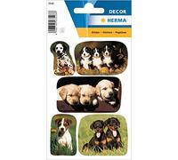HERMA 3528 Pegatinas de animales, fotos de cachorros de perros (15 pegatinas, papel mate), autoadhesivas, permanentes, diseño de etiquetas para niñas y niños, multicolor