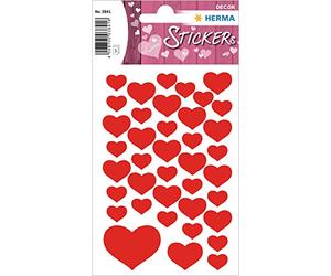 HERMA 3841 Pegatinas de corazón para el día de San Valentín, corazones pequeños (120 pegatinas, papel, mate), autoadhesivas, etiquetas adhesivas permanentes para decoración para niñas y niños, color