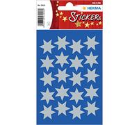 HERMA 3906 Pegatinas de Navidad, Estrellas plateadas, 6 puntas (diámetro 21 mm, 60 pegatinas, papel) autoadhesivas, decoración navideña, etiquetas adhesivas permanentes para Navidad, regalos,