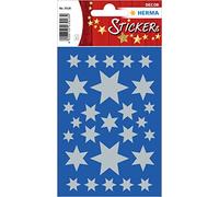 HERMA 3928 Pegatinas navideñas, estrellas plateadas de 6 puntas (81 pegatinas, papel, mate), decoración navideña autoadhesiva, etiquetas adhesivas permanentes para Navidad, regalos, manualidades,