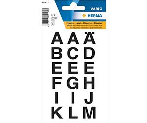 HERMA 4135 Letras adhesivas, 36 unidades, 20 x 20 mm, autoadhesivas, resistentes a la intemperie, grandes, letras de la A a la Z para pegar, transparentes