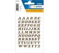 HERMA 4192 - Pegatinas con letras de la A a la Z de lámina prismática brillante (tamaño de letra 8 mm, 1 hoja, adhesivas, 61 etiquetas), color dorado