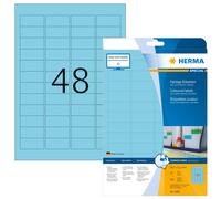 HERMA 4368 Self Adhesive Coloured Labels, 48 Labels per A4 Sheet, 20 Sheets, 45.