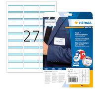 HERMA 4513 Etiquetas de nombre extraíbles, 640 hojas, 63,5 x 29,6 mm, 27 por hoja A4, 17280 pegatinas, autoadhesivas, imprimibles, sin residuos, pegatinas de nombre de seda de acetato, blanco y azul