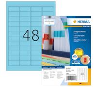 HERMA 4547 Etiquetas de colores azules, 100 hojas, 45,7 x 21,2 mm, 48 hojas por A4, 4800 unidades, autoadhesivas, imprimibles, mate, papel en blanco