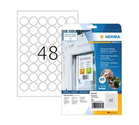 Herma 4571 Etiquetas adhesivas impermeables y extraíbles, A4, ø 30 mm, blancas (960 etiquetas)