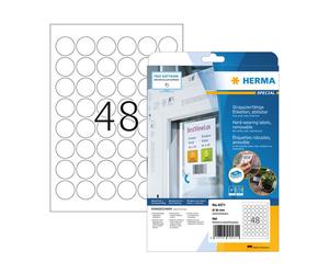 Herma 4571 Etiquetas adhesivas impermeables y extraíbles, A4, ø 30 mm, blancas (960 etiquetas)