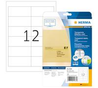 HERMA 4586 - Etiquetas de papel de aluminio (97 x 42,3 mm, 10 hojas, película de poliéster, mate), autoadhesivas, imprimibles, permanentes, 120 etiquetas adhesivas, transparentes