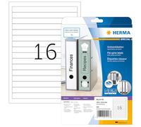 Herma 5118 - Paquete de 400 etiquetas adhesivas rectangulares (192 x 16,9 mm, esquinas redondeadas, especiales para archivadores), color blanco mate