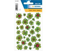 HERMA 5438 Pegatinas de trébol de la Suerte pequeñas, 93 Unidades, trébol de la Suerte con Mariquitas, Etiquetas para álbum de Fotos, Boda, Diario, álbum de poesía, álbum de Recortes, Amor,