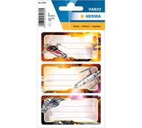 Herma 5589 - Etiquetas de nombre para grapadora escolar, diseño de nave espacial, 3 x 3,5, brillantes, contenido por paquete: 6 etiquetas