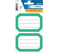 Herma 5716 Etiquetas para Escribir en Borde Verde Neutro, 12 Piezas, 82 x 55 mm, Pegatinas Autoadhesivas con Forro para Escuela, niños, niñas, niños, Etiquetas de Libros en Blanco, Blanco