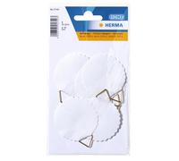 HERMA 5749 - Colgador de cuadros para pegar blanco grande, 6 unidades, diámetro de 45 mm, autoadhesivo, cuerda de alambre para colgar cuadros sin taladrar para la pared, alambre de papel fuerte,