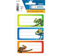 HERMA 5876 Etiquetas de libro para escribir camaleón, 9 unidades, 76 x 35 mm, autoadhesivas, a rayas, pegatinas para libros escolares, niños, niñas, niños, pegatinas multicolores, multicolor
