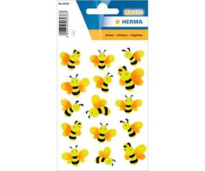 HERMA 6038 Pegatinas de abejas pequeñas y grandes, 15 unidades, diseño de animales de neón con diseño de abejas luminosas, etiquetas infantiles para álbum de fotos, diario, álbum de poesía, álbum de
