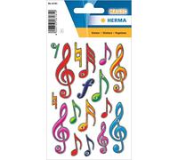 HERMA 6181 Pegatinas Música con purpurina, 17 unidades, notas musicales con diseño de clave musical, etiquetas para niños para álbum de fotos, diario, álbum de poesía, álbum de recortes, cumpleaños,